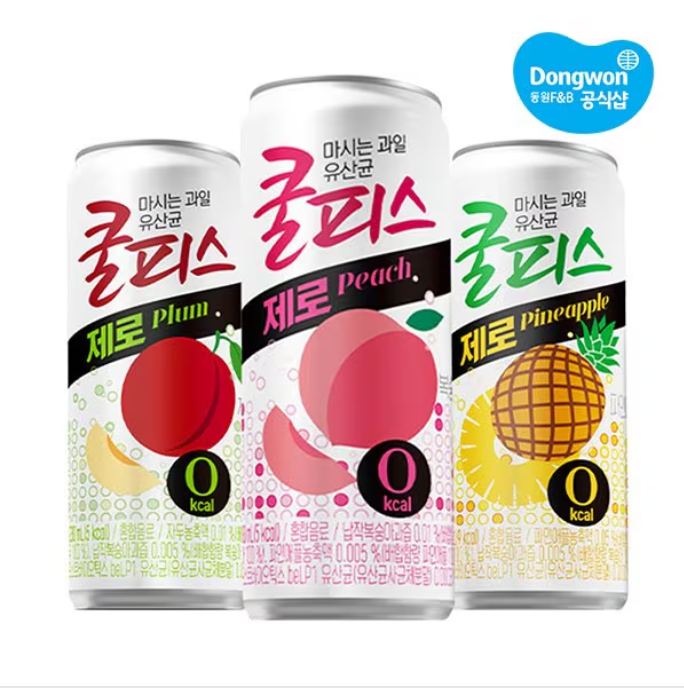 Dongwon] Coolpis Zero Probiotic Drink (Peach/Pineapple/Plum) 230ml