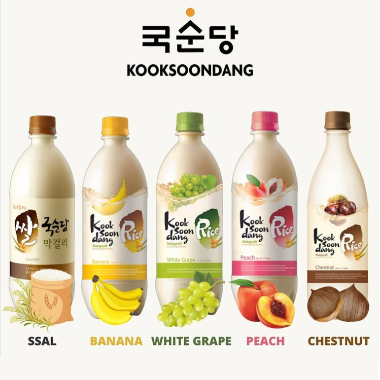 Kooksoondang] Korea Flavored Makgeolli Rice Wine 750ml (5 favors