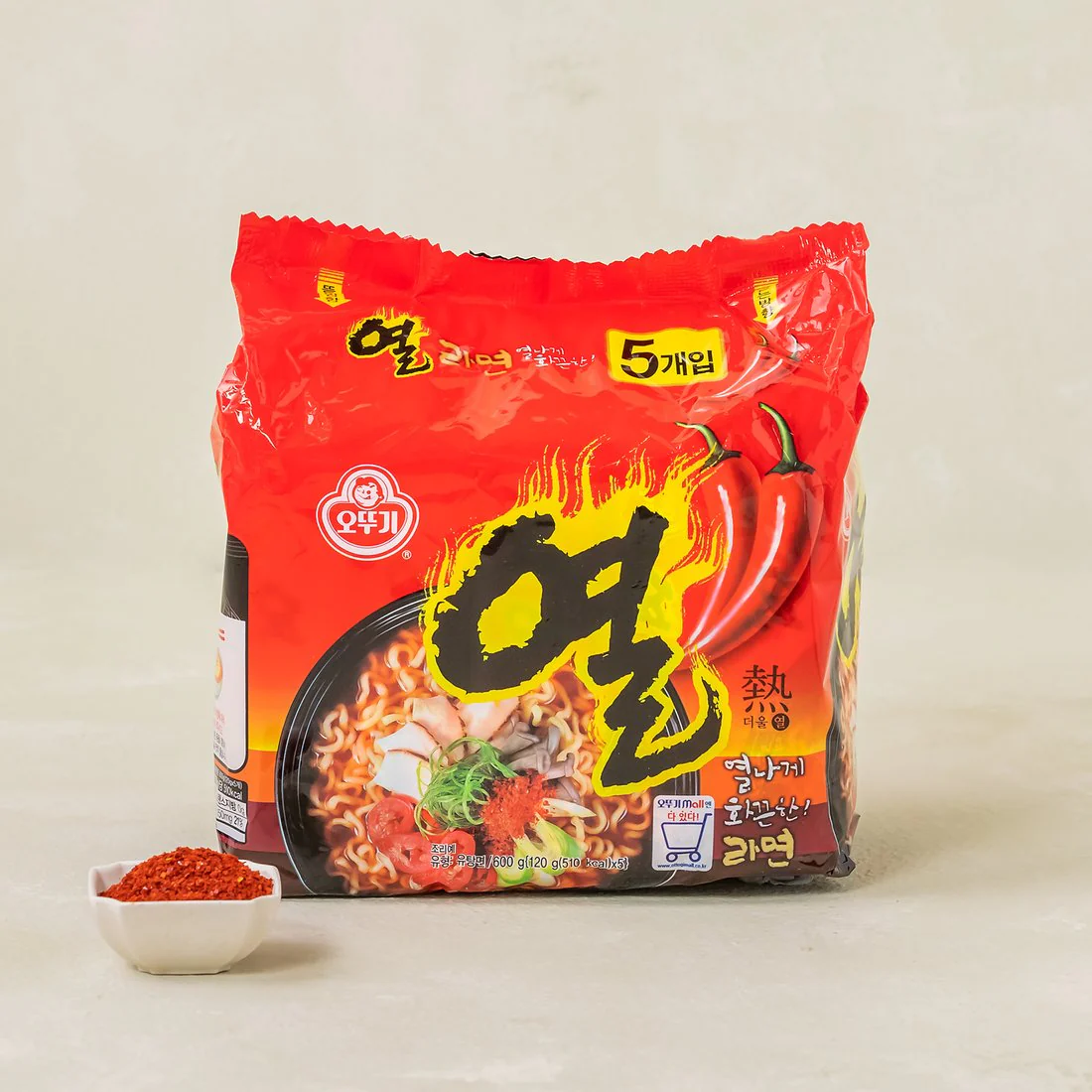 Ottogi] Yeul Ramen Multipack 120g x 5p 오뚜기 열라면 – Koryo Mart