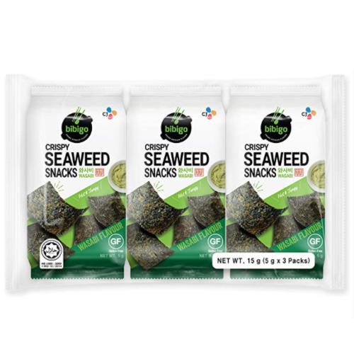 [Bibigo] Crispy Seaweed Snacks Wasabi 5gx3 비비고 와사비맛김