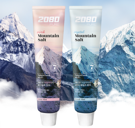 [Aekyung] 2080 Pure Pink Mountain Salt Toothpaste 120gx4  애경 2080 퓨어 마운틴 크리스탈화이트 솔트 치약 (프레시 민트 / 마일드 민트)