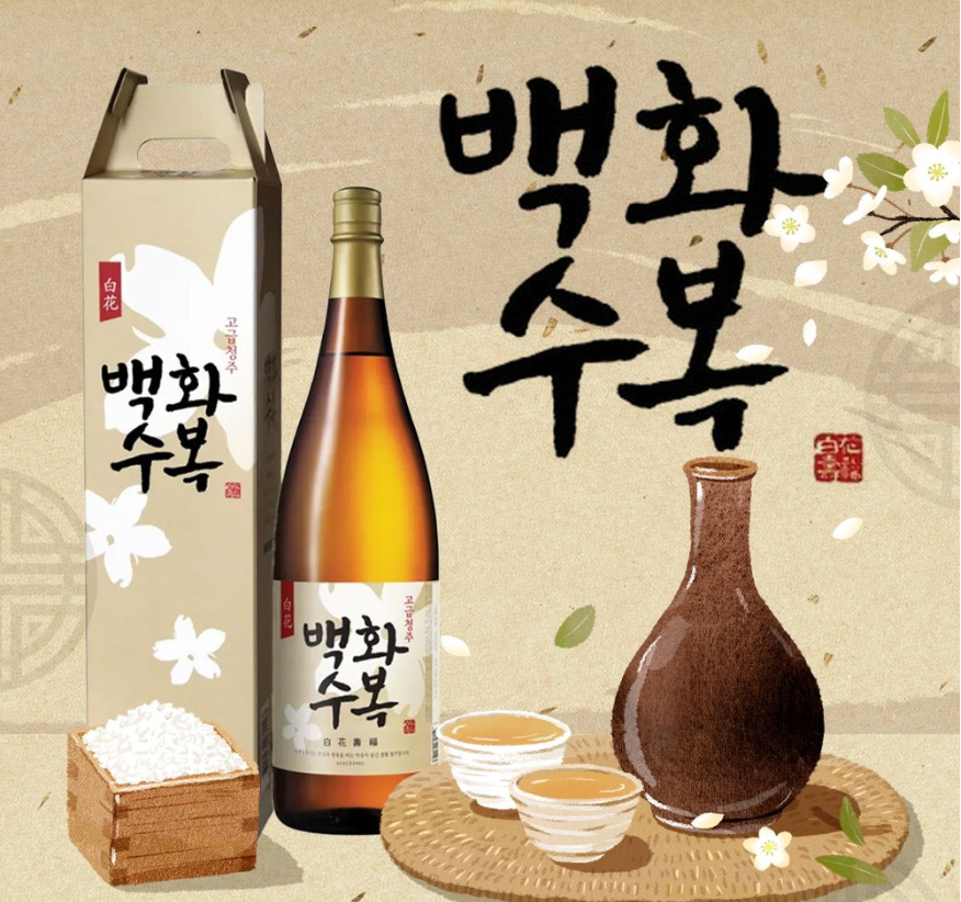 [Lotte] Korean Rice Wine Sake Baekhwaseobok 1.8L / 13% 백화수복