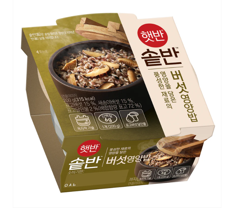 [CJ Hetbahn] Sotbahn cooked Mushroom Nutrition Rice 200g  햇반 솔반 버섯영양밥