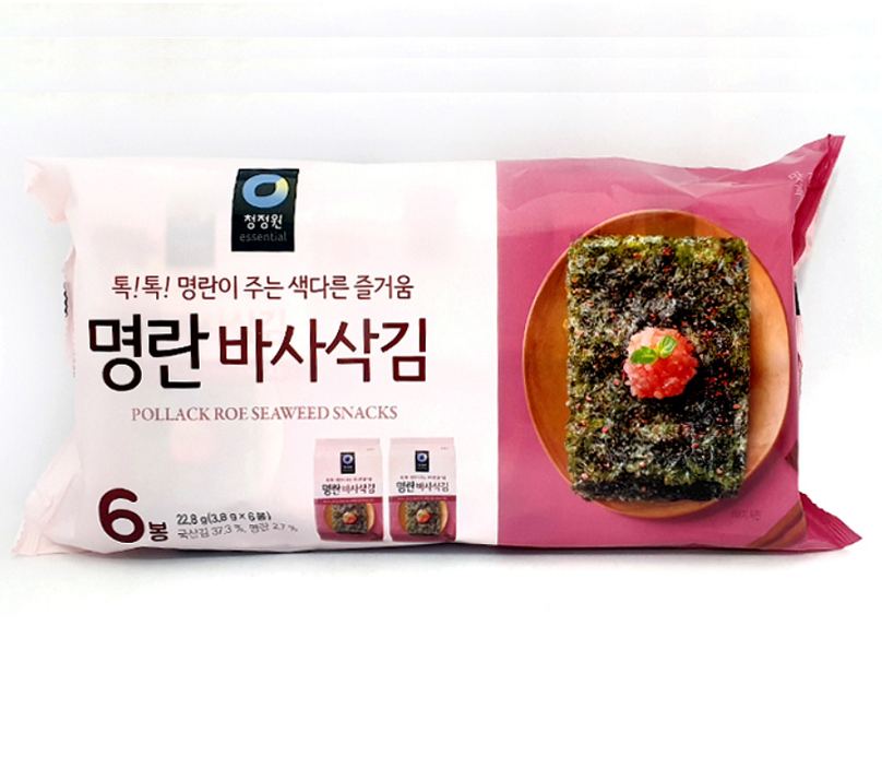[CJW] Roasted Seasoned Laver with Pollack Roe Seaweed Snacks 3.8gx6 청정