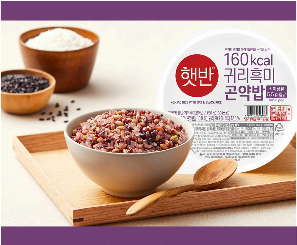 [CJ] Hetbahn Konjac Rice with Oat & Black/Brown Rice 150g 햇반흑미귀리곤약밥,현미귀리곤약밥