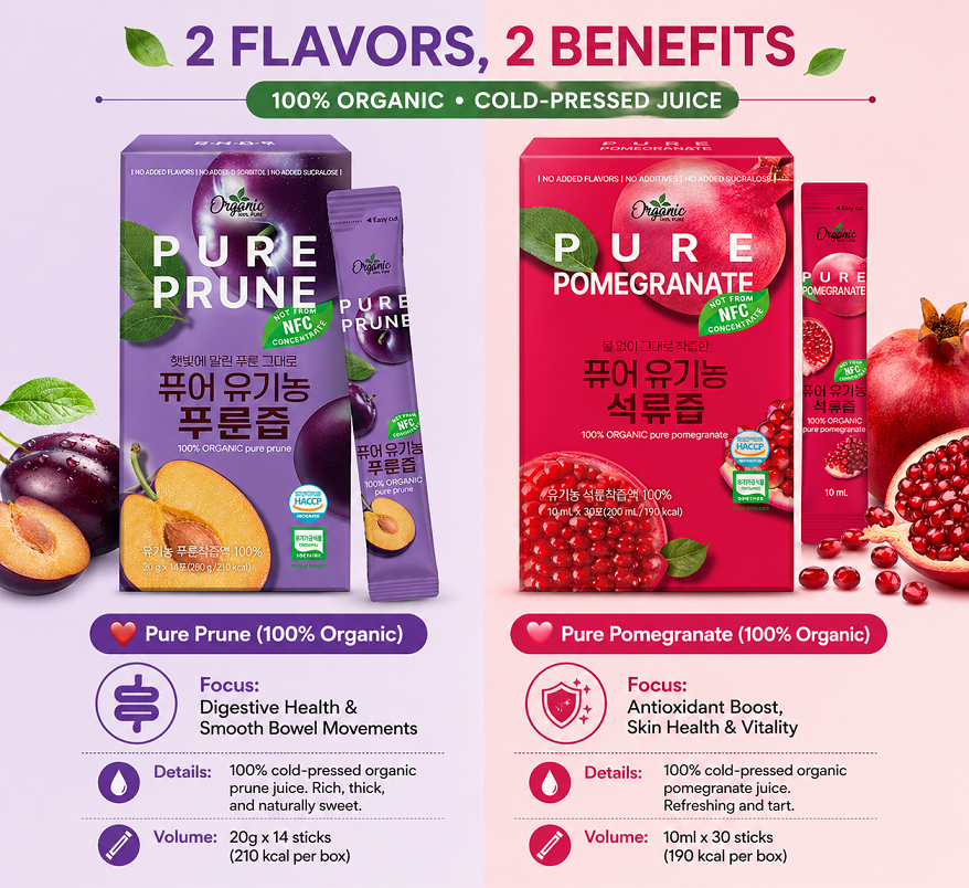 [Chunho N Care] 100% Organic NFC Pure Juice Stick (Prune / Pomegranate) 천호엔케어 퓨어 유기농