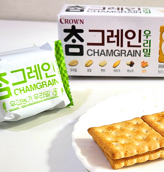 [Crown] Cham Grain Sand – Wheat Biscuits 48g  크라운 참그레인 우리밀