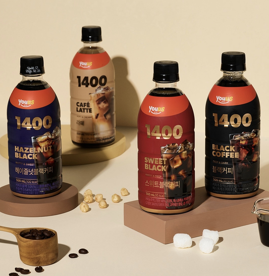 [GS25] 1400 Iced Coffee Series – 500ml 헤이즐넛블랙 / 스위트블랙 / 블랙커피 / 카페라떼