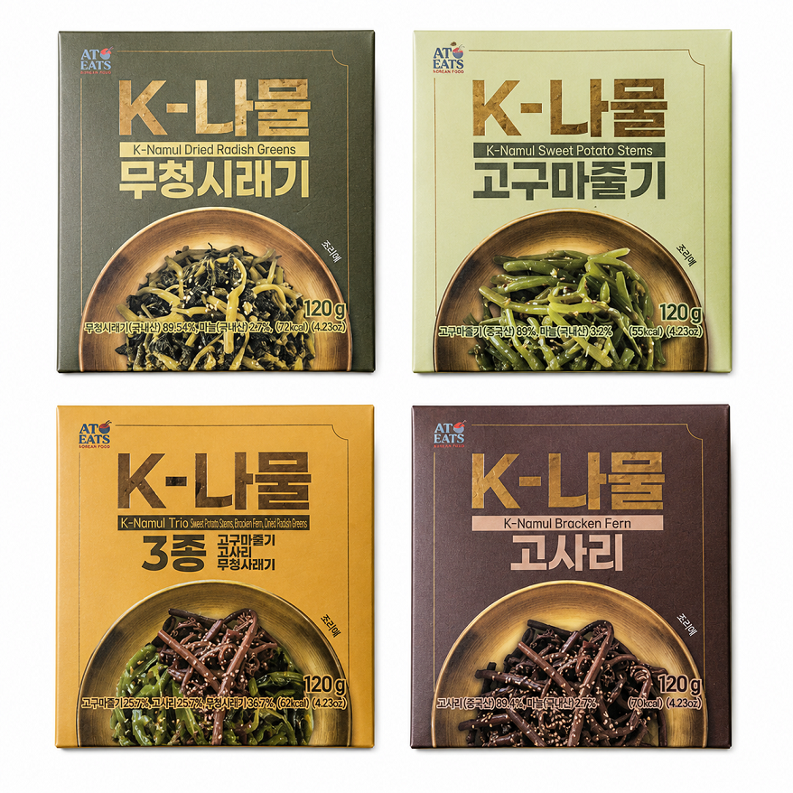 [K-Namul] Korean Namul Side Dish 120g (4 Types) K-나물 고사리 고구마줄기 무청시래기