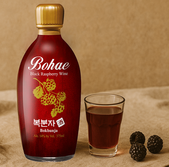 [KSD] Korean Black Raspberry Wine 375ml | Traditional Korean Fruit Wine (복분자주)