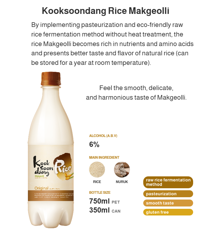 [Kooksoondang] Korea Flavored Makgeolli Rice Wine 750ml (5 favors)쌀막걸리