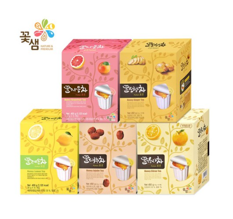 Kotsam Honey Flavors Tea 30gx15P 꽃샘 유자차 -포션  대추차- 포션  생강차-포션