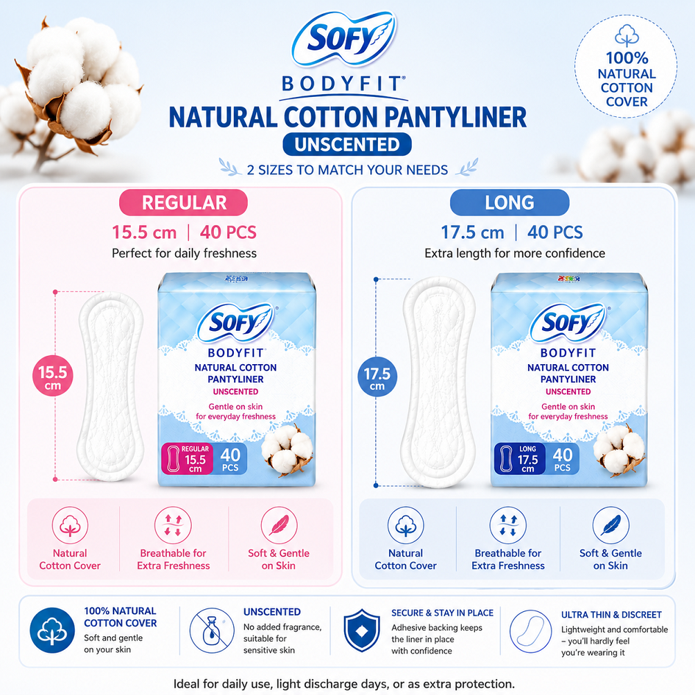 [Sofy] Bodyfit Natural Cotton Pantyliner (Unscented/Cotton) 40p 쏘피 바디피