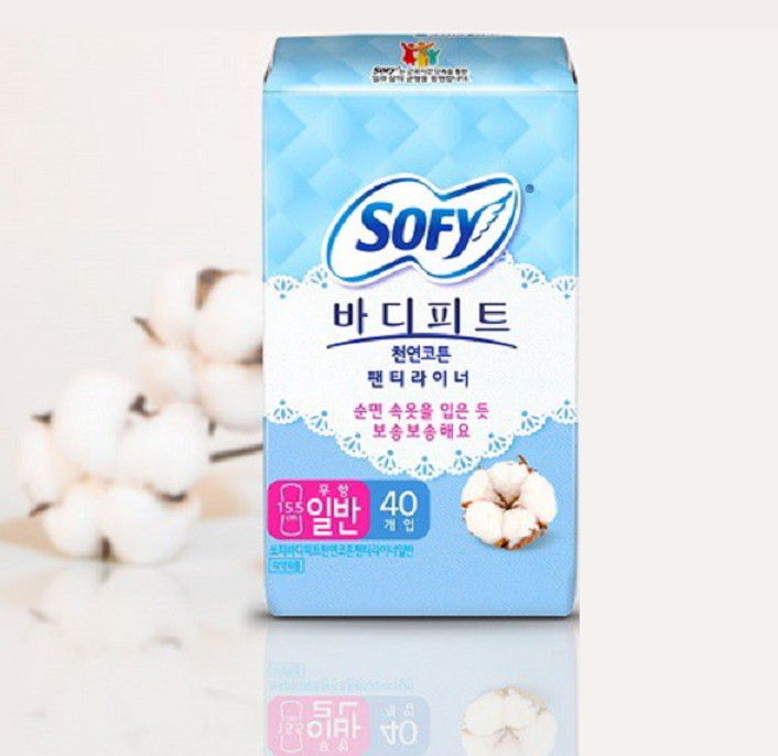 [LG Sofy] Bodyfit Natural Cotton Pantyliner (Unscented/Cotton) 40p 쏘피 바디피트 천연코튼 팬티라이너 무향