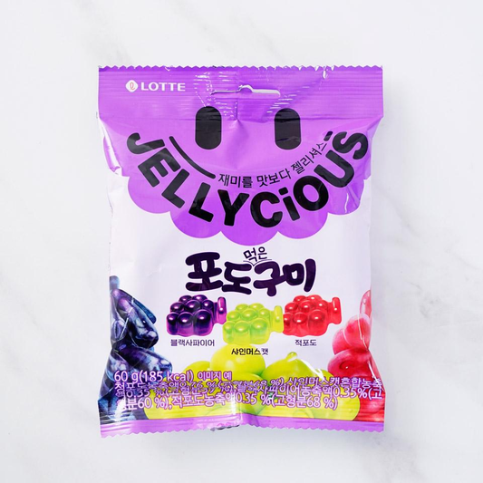[Lotte] Jellycious Grape Gummy 60g (Mixed Flavors) 롯데 젤리셔스 먹은 포도구미