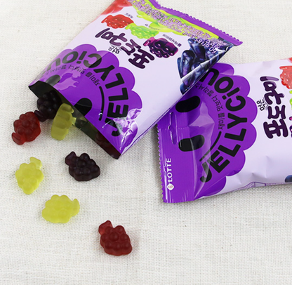 [Lotte] Jellycious Grape Gummy 60g (Mixed Flavors) 롯데 젤리셔스 먹은 포도구미