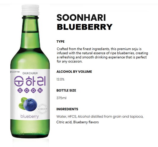 [Lotte] Liquor Chum Churum Blueberry Soju 360ml / 12% 순하리 블루베리  (소주)