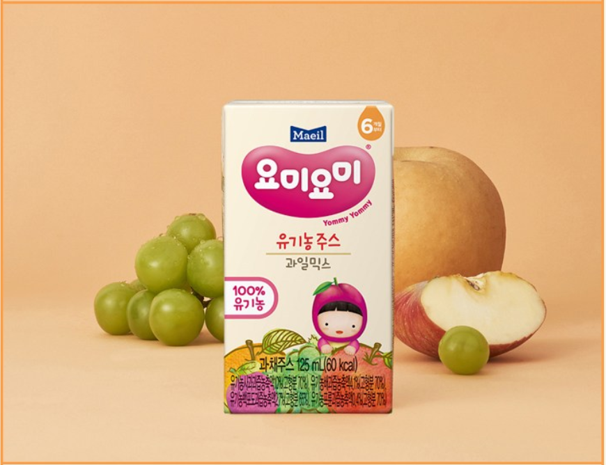 [Maeil] Organic Fruit Juice (Pear & Grape) 125ml x 4 packs 요미요미 유기농 과일믹스