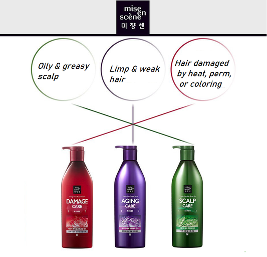 [Mise En Scene] Conditioner Hair Care (Damage/ Scalp/ Aging) 680ml 미쟝센 린스 –데미지케어 /스칼프케어 /에이징케어