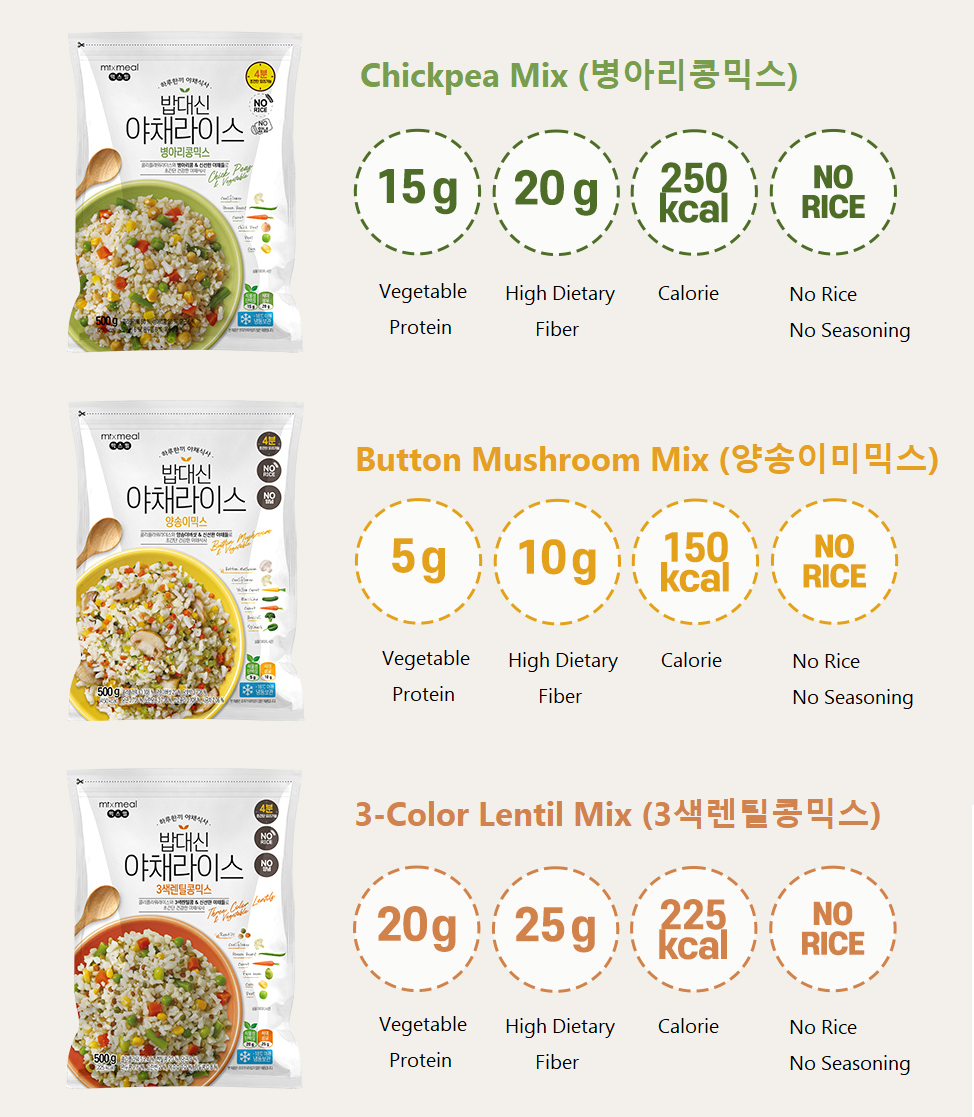 [Mixmeal] Plant-Based Vegetable Rice 500g 믹스밀 식물성단백질 야채라이스 3종