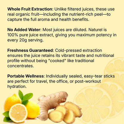 [Naturel] 100% Organic Lemon Juice Sticks  유기농 레몬즙 레몬 생강즙