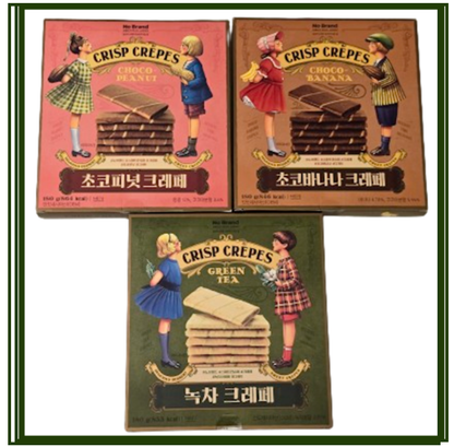 [No Brand] Crispy Crepe Snacks 180g (Choco Banan/ Green Tea/ Choco Peanut) 노브랜드 크레페 3종