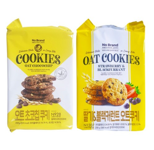 [No Brand] Oat Cookies 208g – Choco Chip / Strawberry & Blackcurrant  노브랜드 오트쿠키 초코칩 / 딸기&블랙커런트