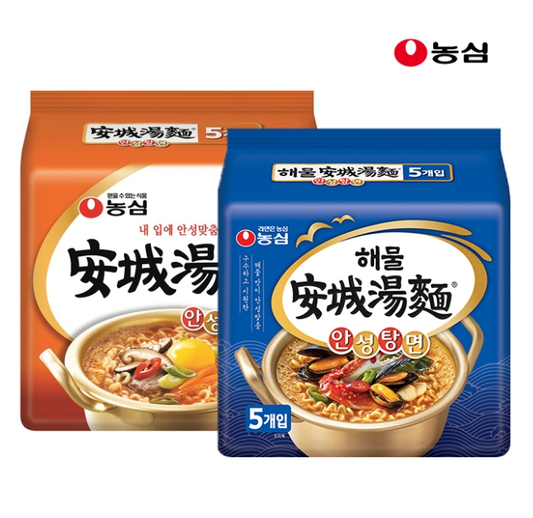 [Nongshim] Ansungtangmyun & Seafood Ansungtangmyun 125gx5p 농심 안성탕면/해물안성탕면 멀티팩