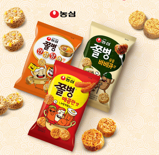 [Nongshim] Jjolbyung Ramen Snack 77g/82g  농심 쫄병 매콤한 맛/바베큐 맛