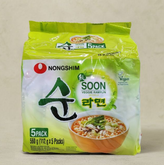 [Nongshim] Vegan Soon Veggie Noodle Soup 112g x 5p | 농심 순라면 멀티팩
