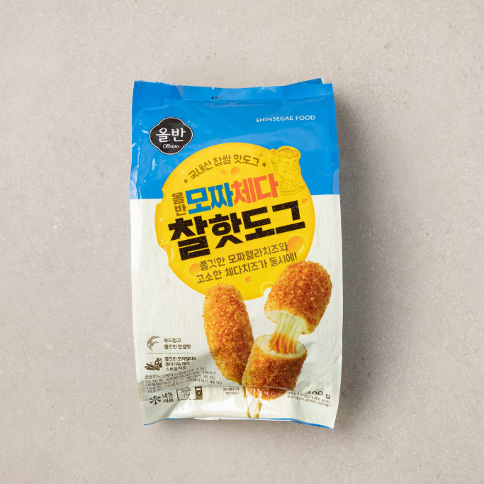 [Olbaan] Mozza-Cheddar Glutinous Rice Hotdog 80gx5 [올반] 모짜체다 찰핫도그
