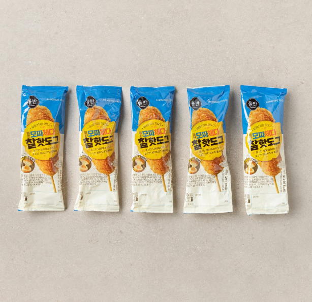 [Olbaan] Mozza-Cheddar Glutinous Rice Hotdog 80gx5  [올반] 모짜체다 찰핫도그