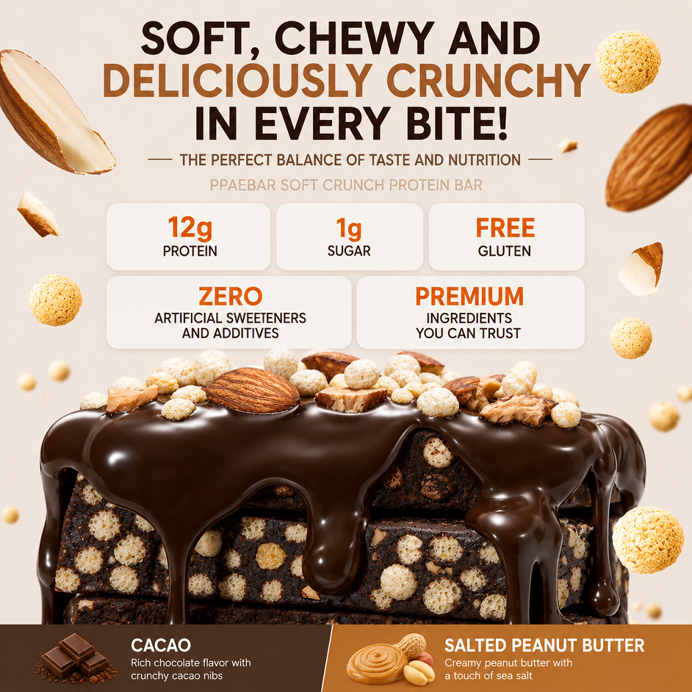 [Olive Young] PPAEBAR Soft Crunch Protein Bar (Cacao / Salted Peanut Butter) 40g