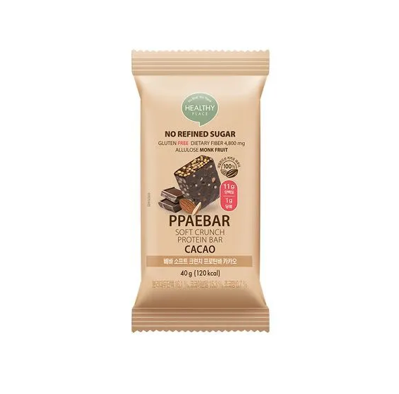 [Olive Young] PPAEBAR Soft Crunch Protein Bar (Cacao / Salted Peanut Butter) 40g