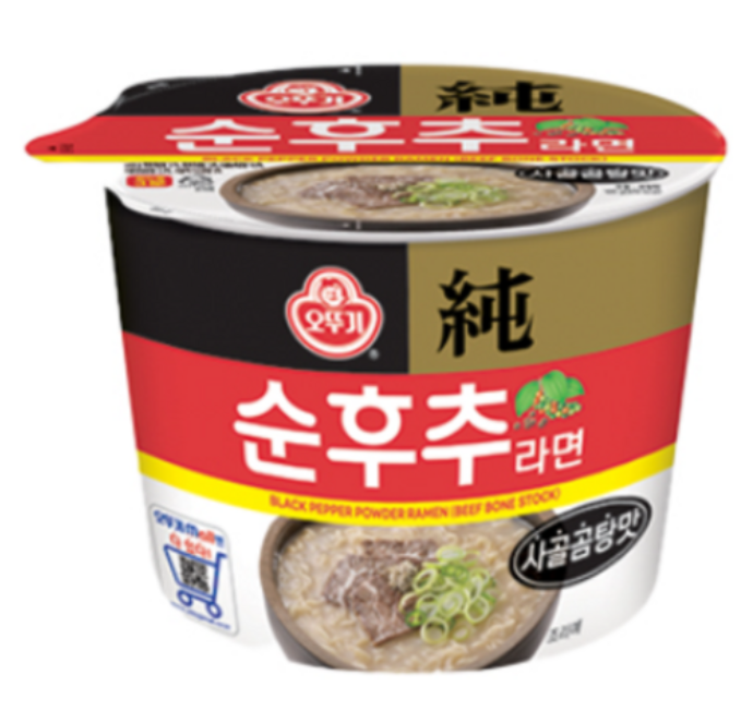 [Ottogi] Black Pepper Powder Ramen Big Cup 105g  오뚜기 순후추라면 큰컵 (사골곰탕맛/매운맛)