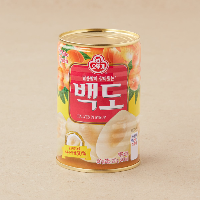 [Ottogi] Yellow / White Peach in Syrup 400g  오뚜기 황도/백도 통조림 / 복숭아 과일 통조림