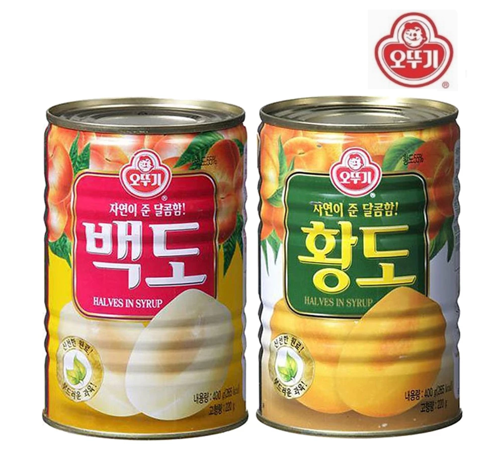 [Ottogi] Yellow / White Peach in Syrup 400g  오뚜기 황도/백도 통조림 / 복숭아 과일 통조림