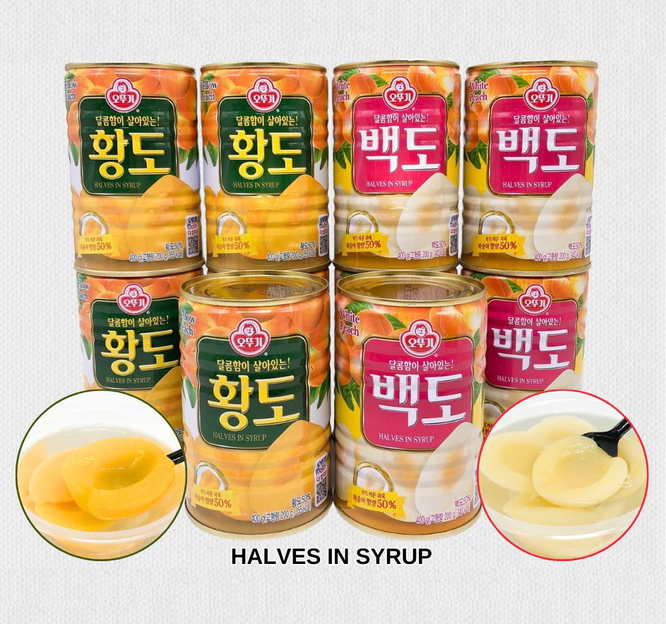 [Ottogi] Yellow / White Peach in Syrup 400g  오뚜기 황도/백도 통조림 / 복숭아 과일 통조림