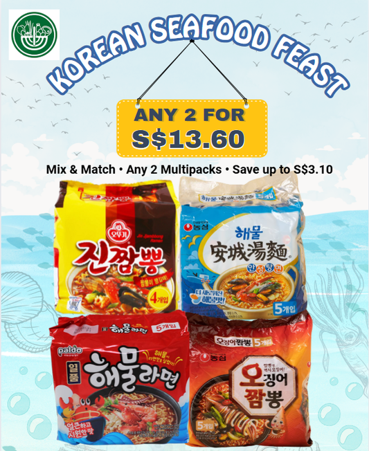 Korean Seafood Feast — Any 2 Multipacks for S$13.60 (Mix & Match)