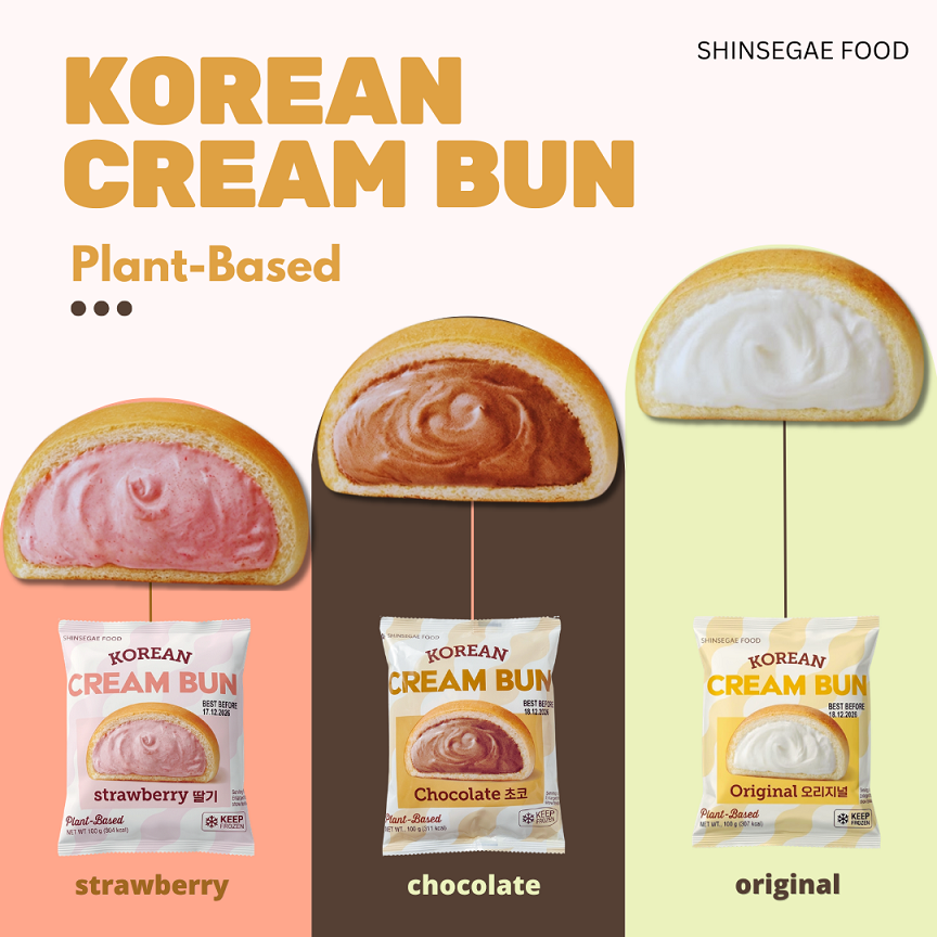 Shinsegae Korean Cream Bun (Frozen) 100g 신세계 크림번 (초코 / 딸기 / 오리지널)