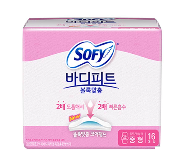 [LG Sofy] Bodyfit Sanitary Pads with Wings 16P (26cm/29cm) 쏘피 바디피트 볼록맞춤 생리대 날개형
