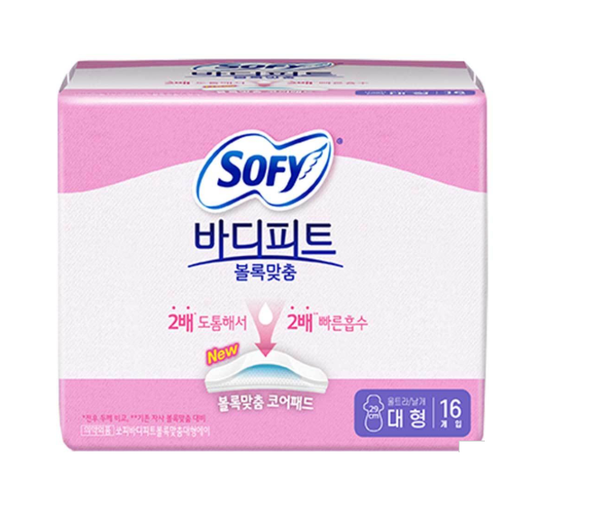 [LG Sofy] Bodyfit Sanitary Pads with Wings 16P (26cm/29cm) 쏘피 바디피트 볼록맞춤 생리대 날개형