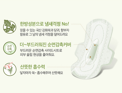 [LG Sofy] Guiae-Rang Ultra Body Fit Herbal Sanitary Pad with Wings 18P 쏘피 귀애랑 생리대 울트라 날개형