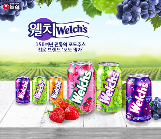 [Nongshim] Whelch's Soda Drink (Grape, Cherry Strawberry, White Grape) 355ml 웰치스 소다 음료