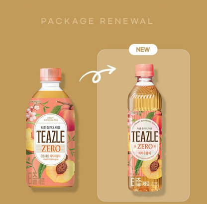 [Woongjin] Teazle Zero Peach Oolong & Yuzu Green Tea 500ml  웅진 티즐 제로 피치우롱티 & 유자그린티