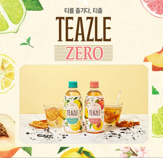 [Woongjin] Teazle Zero Peach Oolong & Yuzu Green Tea 500ml  웅진 티즐 제로 피치우롱티 & 유자그린티