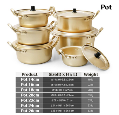 Korea Yang Eun Pot for Ramen | Aluminium Nickel-Silver Pot  알루미늄 양은 냄비