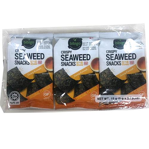 [Bibigo] Crispy Seaweed Snacks Barbecue 5gx3 비비고 바베큐맛김